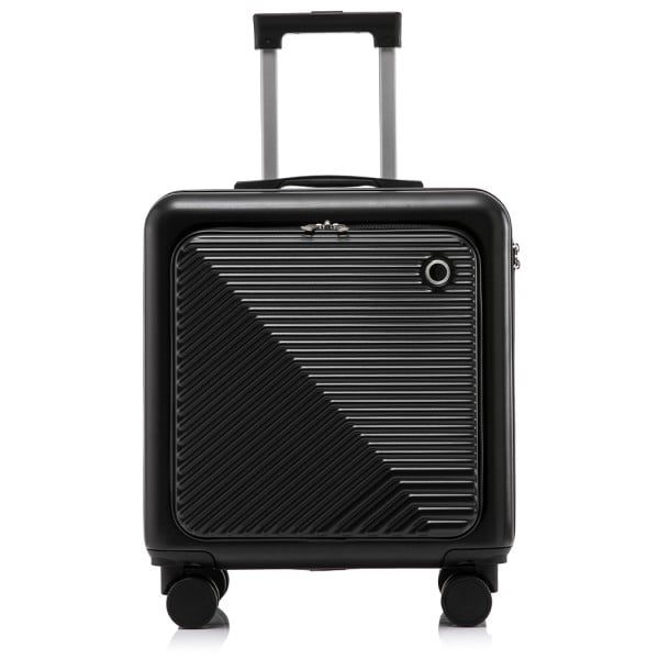 Set troler cu geanta cosmetice, Quasar & Co.®, compartiment laptop, cifru TSA, 4 roti 360 grade, maner telescopic, 48 x 42 x 25 cm / 22 x 29 x 15 cm, ABS, negru - imagine 4
