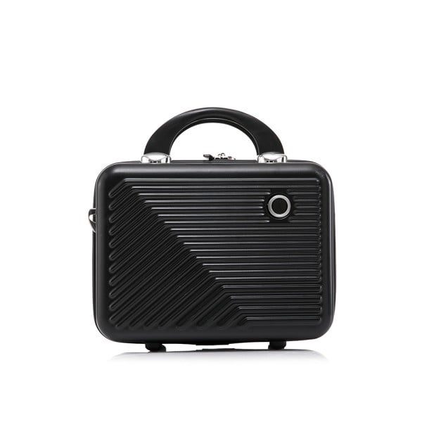 Set troler cu geanta cosmetice, Quasar & Co.®, compartiment laptop, cifru TSA, 4 roti 360 grade, maner telescopic, 48 x 42 x 25 cm / 22 x 29 x 15 cm, ABS, negru - imagine 5