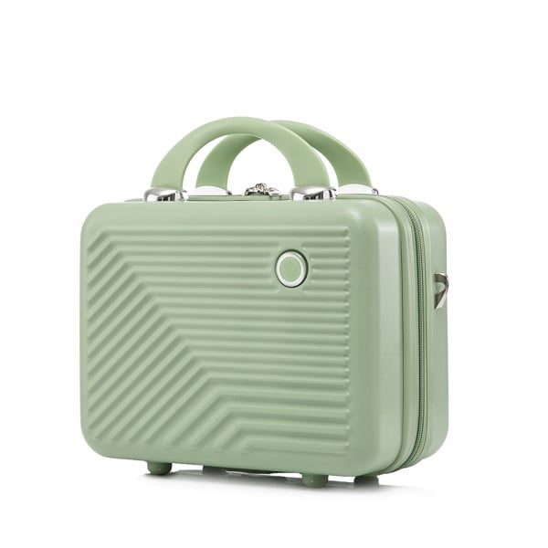 Set troler cu geanta cosmetice, Quasar & Co.®, compartiment laptop, cifru TSA, 4 roti 360 grade, maner telescopic, 48 x 42 x 25 cm / 22 x 29 x 15 cm, ABS, fistic - imagine 4