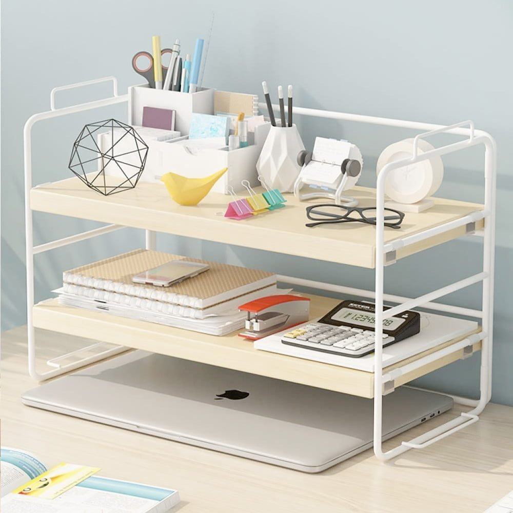 Set 2 etajere, Quasar & Co.®, 4 niveluri, universale, metal/lemn, 34 x 16.5 x 24 cm, alb 2