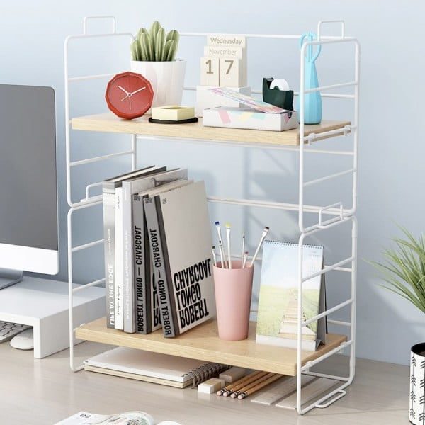 Set 2 etajere, Quasar & Co.®, 4 niveluri, universale, metal/lemn, 34 x 16.5 x 24 cm, alb - imagine 4