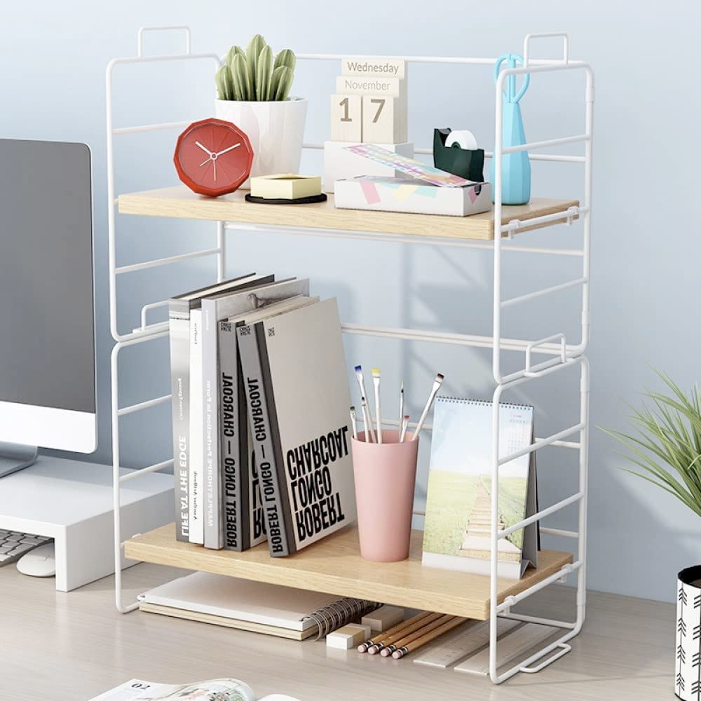 Set 2 etajere, Quasar & Co.®, 4 niveluri, universale, metal/lemn, 34 x 16.5 x 24 cm, alb 4