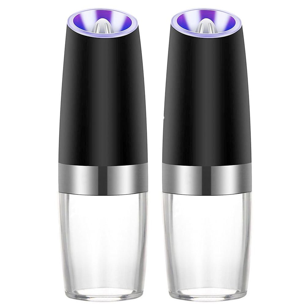 Set 2 rasnite electrice cu LED, Quasar & Co.®, mecanism ceramica, pentru sare si piper, h 20 cm, negru-argintiu 2 Set 2 rasnite electrice cu LED, Quasar & Co.®, mecanism ceramica, pentru sare si piper, h 20 cm, negru-argintiu 2