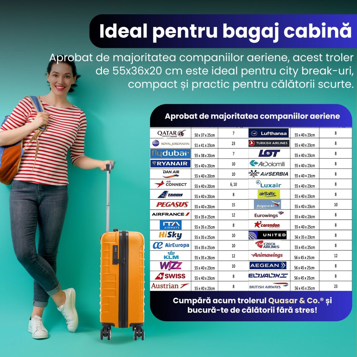 Troler cabina avion Quasar & Co.®, 55x36x20cm, bagaj de mana, troller cu fermoar antifurt, cifru, maner telescopic lung, geamantan cu 4 roti duble silentioase 360°, valiza ABS 2.8 mm, rezistent, 2 compartimente cu buzunar, 10kg, LINE, portocaliu 11 Troler cabina avion Quasar & Co.®, 55x36x20cm, bagaj de mana, troller cu fermoar antifurt, cifru, maner telescopic lung, geamantan cu 4 roti duble silentioase 360°, valiza ABS 2.8 mm, rezistent, 2 compartimente cu buzunar, 10kg, LINE, portocaliu 11