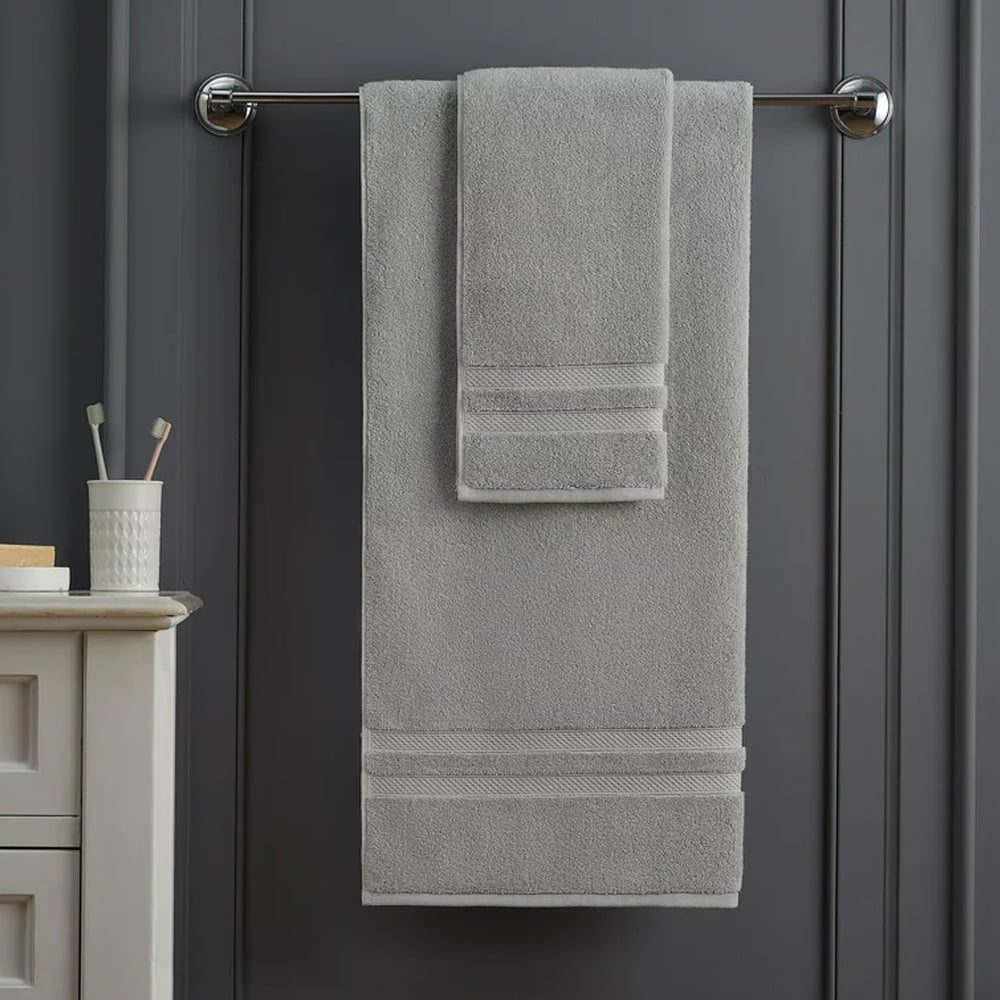 Set 2 prosoape corp 76×147 cm, Luxury Collection by Quasar & Co.®, 650 g/mp, 100% bumbac, gri deschis 3