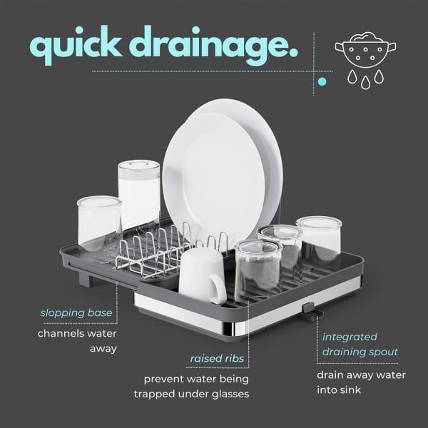 Scurgator de vase, Quasar & Co.®, extensibil, cu suport tacamuri, tava scurgere, 30-51 x 36.5 x 17.5 cm, metal/plastic, negru - imagine 4