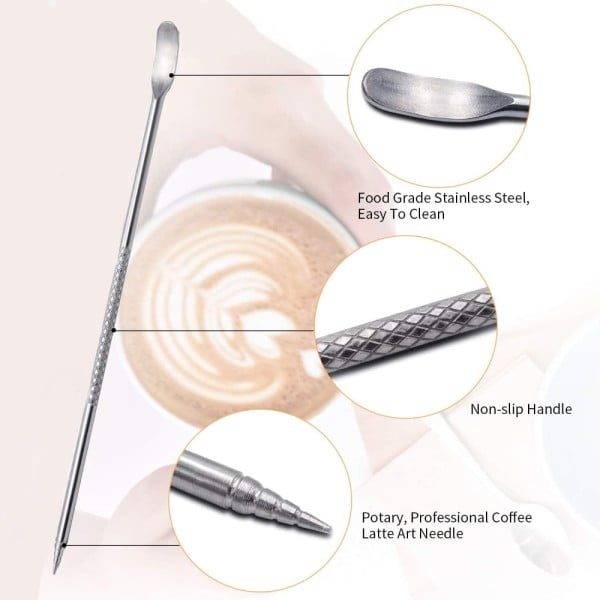 Set latiera pentru spumare lapte cu gradatie si stilou pentru decorare, Quasar & Co.®, cu maner si cioc, cana barista, inox, 600 ml, negru - imagine 3