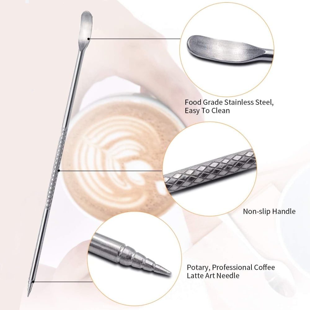 Set latiera pentru spumare lapte cu gradatie si stilou pentru decorare, Quasar & Co.®, cu maner si cioc, cana barista, inox, 600 ml, negru 3 Set latiera pentru spumare lapte cu gradatie si stilou pentru decorare, Quasar & Co.®, cu maner si cioc, cana barista, inox, 600 ml, negru 3