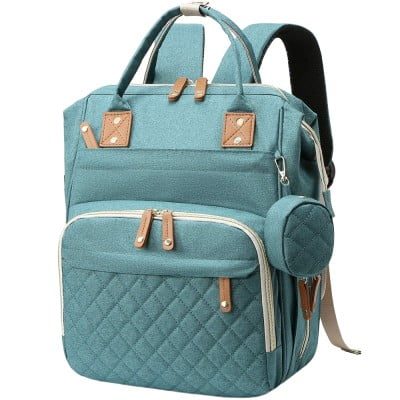 Geanta/rucsac, Quasar & Co.®, cu port USB si 14 compartimente, textil, 40 x 30 x 14 cm, turcoaz 7