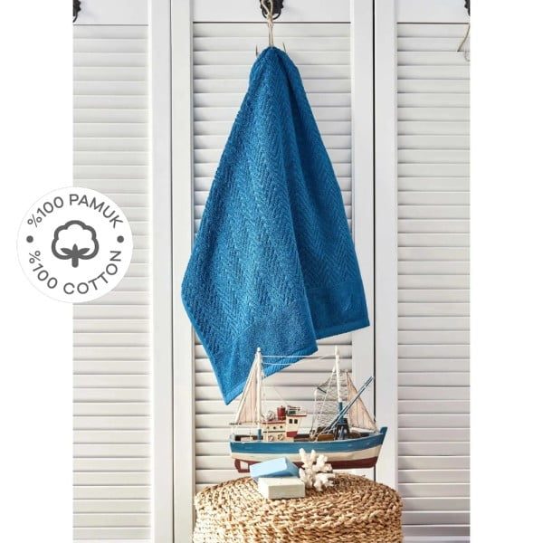 Prosop de baie, Nautica Zigzag, 100% bumbac, 570 g/mp, 70 x 140 cm, turcoaz - imagine 2