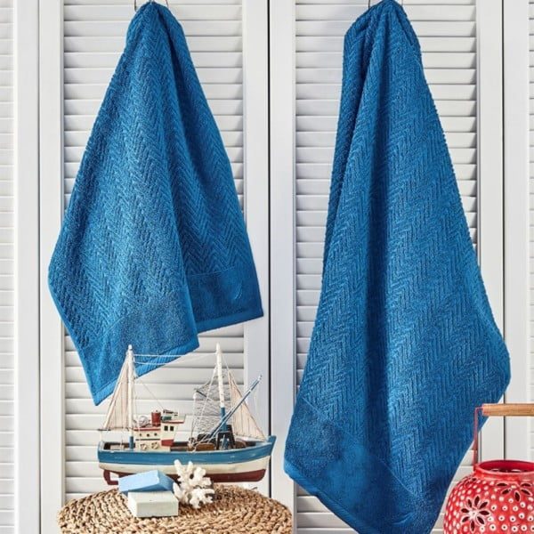 Prosop de baie, Nautica Zigzag, 100% bumbac, 570 g/mp, 70 x 140 cm, turcoaz - imagine 3