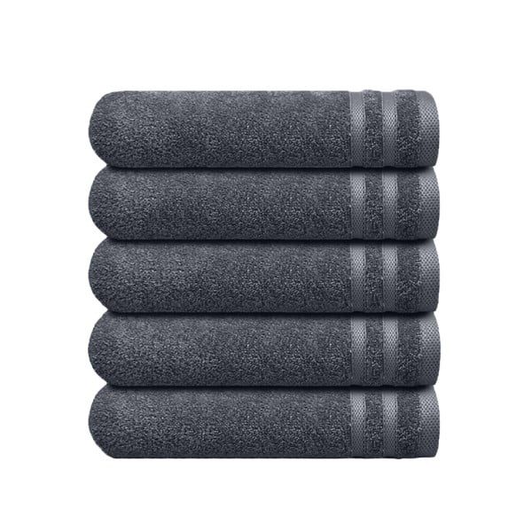 Set 5 prosoape de maini, Nautica Crew, 100% bumbac, 550 g/mp, 50 x 30 cm, gri antracit - imagine 1