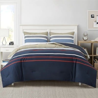 Set lenjerie de pat Nautica Bradford, pat dublu, 4 piese, 100% bumbac, 240 x 260 cm, 200 x 220 cm, 2 x 50 x 70 cm 11