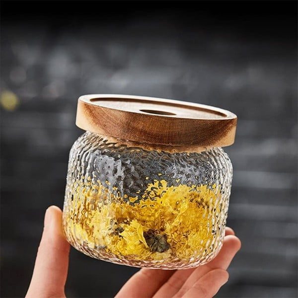 Set 3 recipiente depozitare alimente, Quasar & Co.®, suprapozabile, 350ml/600ml/775ml, sticla termorezistenta/lemn acacia - imagine 16