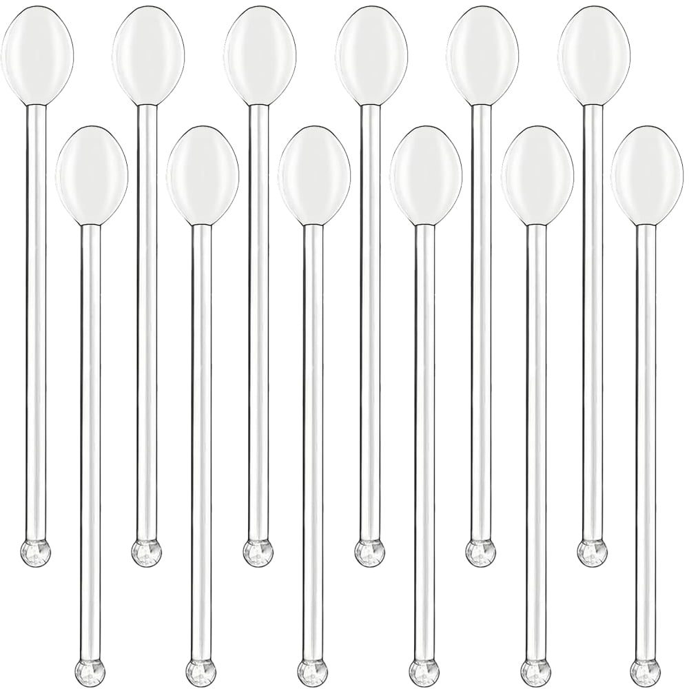 Set 12 lingurite, Quasar & Co.®, lungime 13 cm, sticla termorezistenta, transparent