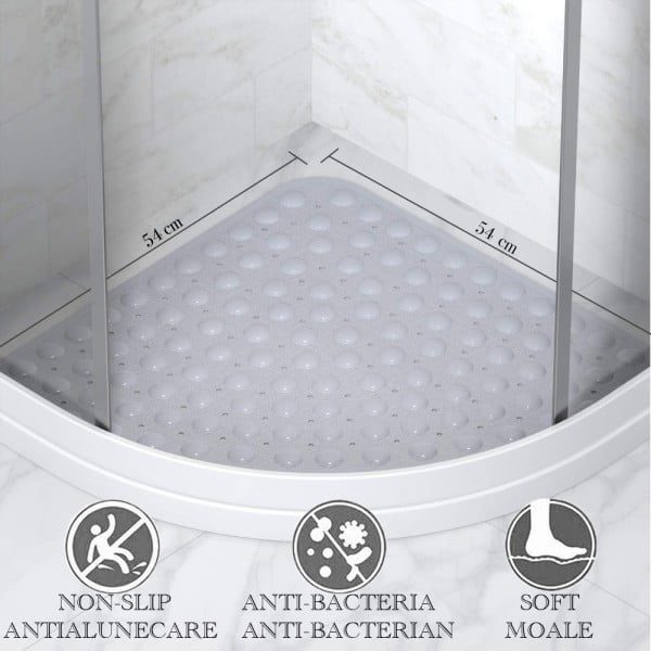 Covor de dus, Quasar & Co.®, de colt, antiderapant, cu ventuze fixare, 54x54 cm, PVC, gri - imagine 3