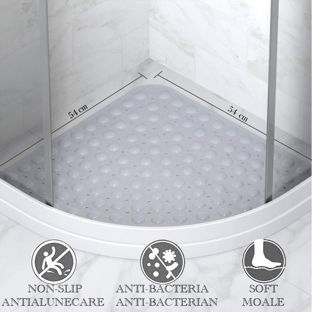 Covor de dus, Quasar & Co.®, de colt, antiderapant, cu ventuze fixare, 54×54 cm, PVC, gri 3 Covor de dus, Quasar & Co.®, de colt, antiderapant, cu ventuze fixare, 54×54 cm, PVC, gri 3