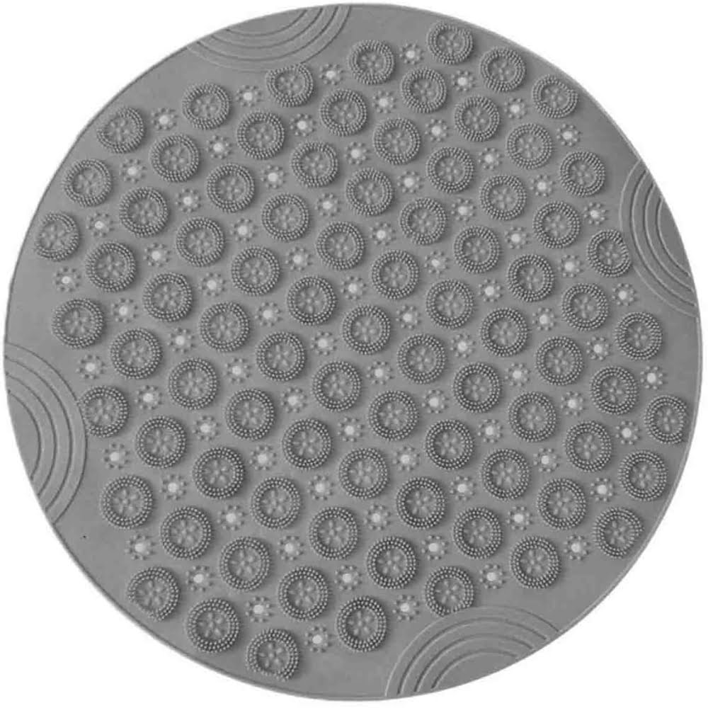 Covor de dus,  Quasar & Co.®, rotund, antiderapant, cu ventuze fixare, d 55 cm, PVC, gri