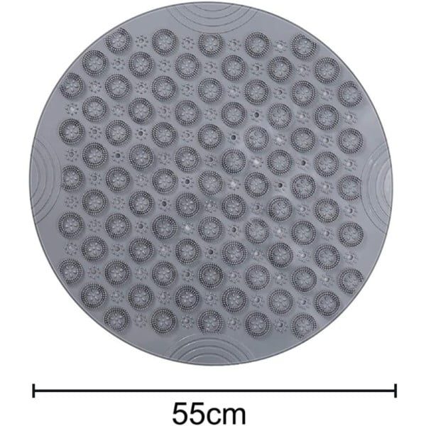 Covor de dus,  Quasar & Co.®, rotund, antiderapant, cu ventuze fixare, d 55 cm, PVC, gri - imagine 11