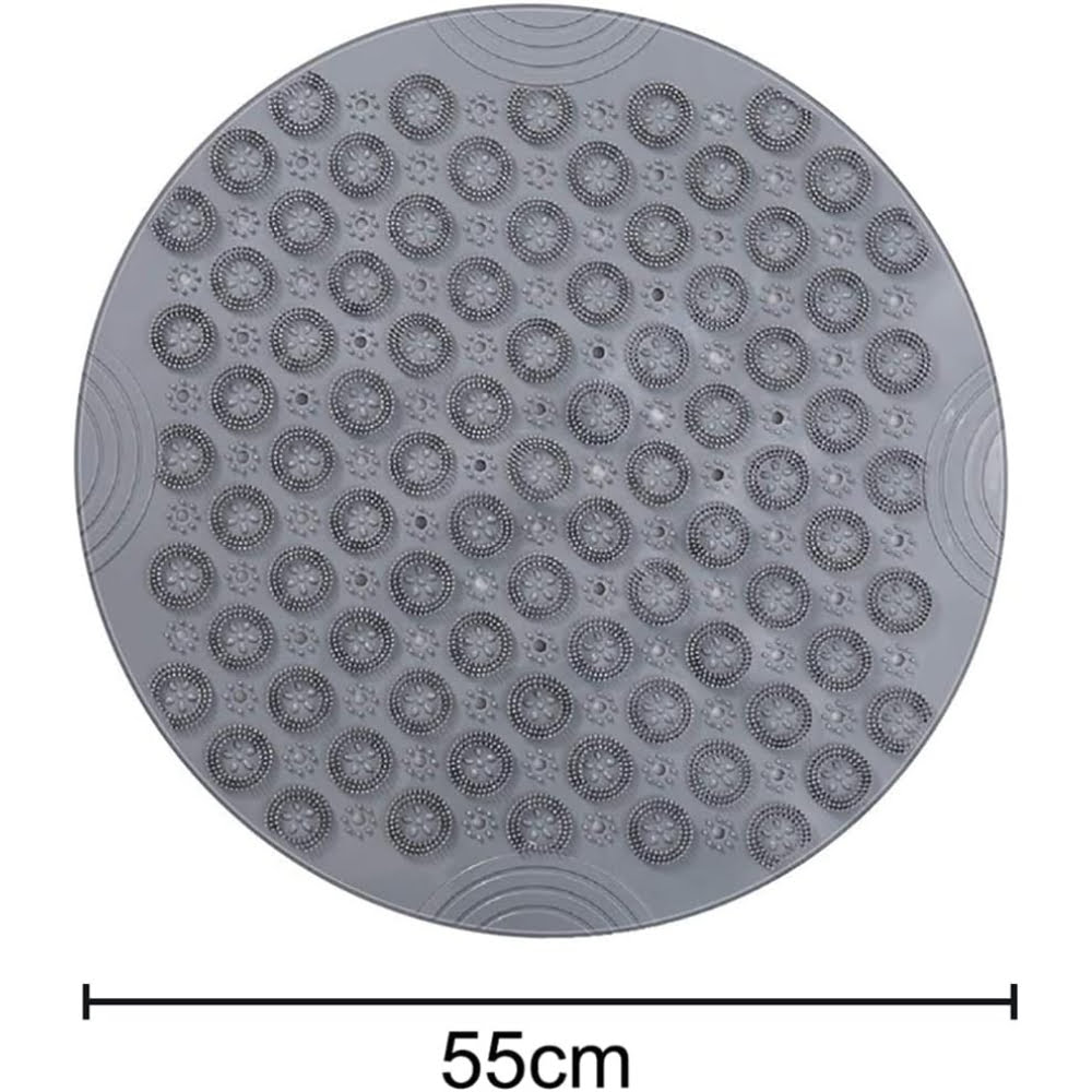 Covor de dus,  Quasar & Co.®, rotund, antiderapant, cu ventuze fixare, d 55 cm, PVC, gri 11