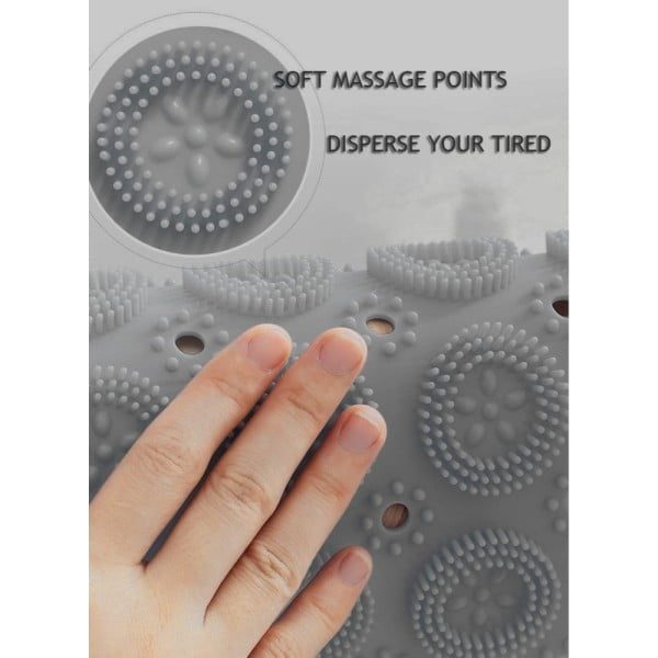 Covor de dus,  Quasar & Co.®, rotund, antiderapant, cu ventuze fixare, d 55 cm, PVC, gri - imagine 8