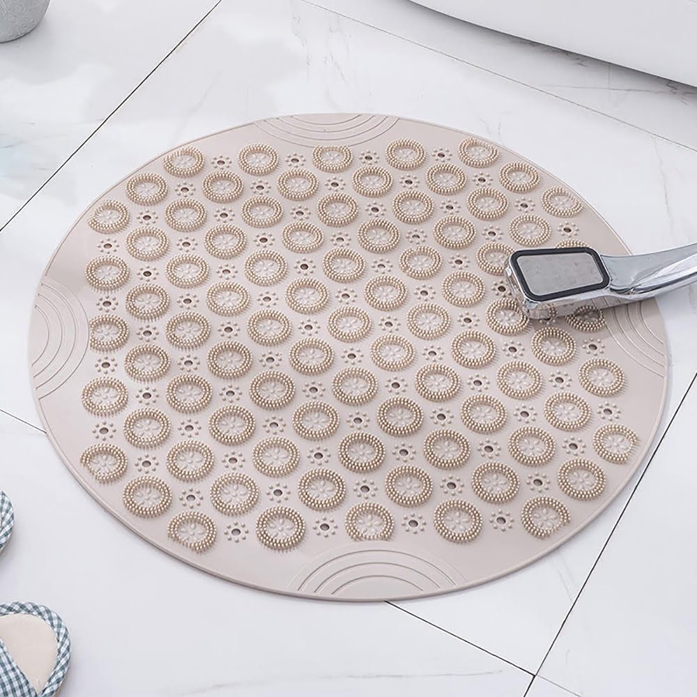 Covor de dus, Quasar & Co.®, rotund, antiderapant, cu ventuze fixare, d 55 cm, PVC, bej 2 Covor de dus, Quasar & Co.®, rotund, antiderapant, cu ventuze fixare, d 55 cm, PVC, bej 2