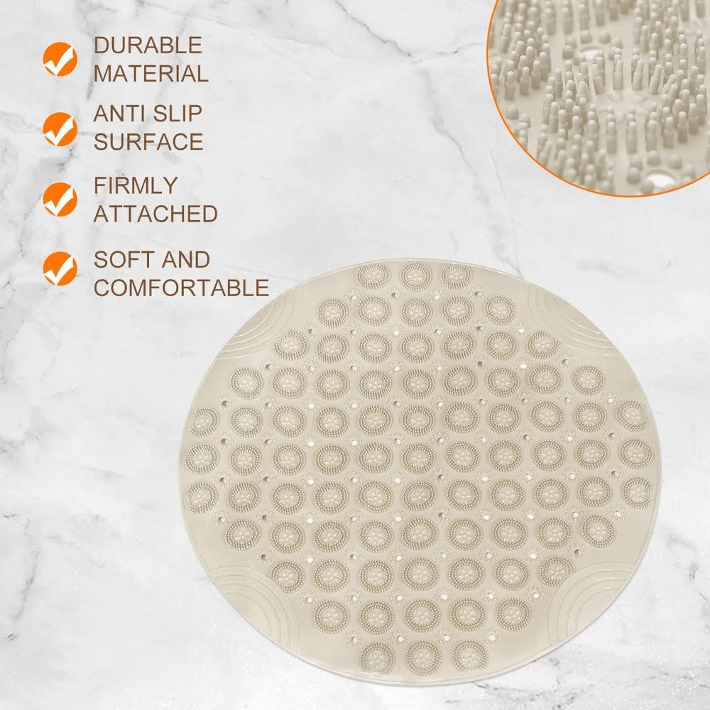 Covor de dus, Quasar & Co.®, rotund, antiderapant, cu ventuze fixare, d 55 cm, PVC, bej 4 Covor de dus, Quasar & Co.®, rotund, antiderapant, cu ventuze fixare, d 55 cm, PVC, bej 4