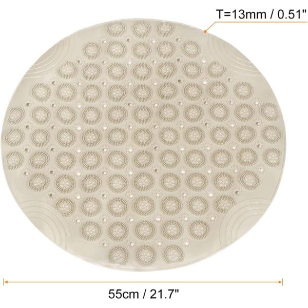 Covor de dus, Quasar & Co.®, rotund, antiderapant, cu ventuze fixare, d 55 cm, PVC, bej - imagine 5