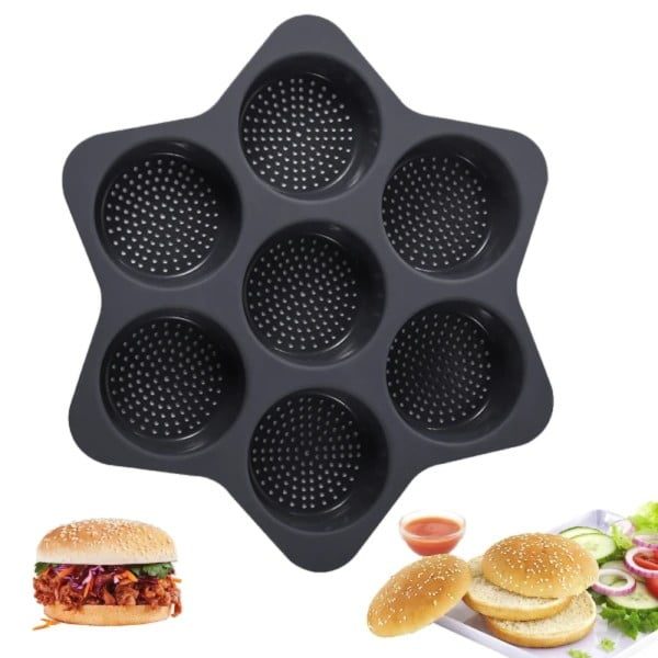 Tava chifle/paine/briose, Quasar & Co.®, 7 compartimente, perforata, silicon, 34 x 24 cm, gri - imagine 7