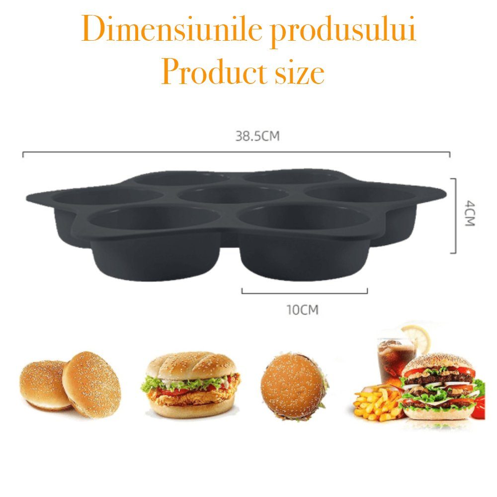 Tava chifle/paine/briose, Quasar & Co.®, 7 compartimente, perforata, silicon, 34 x 24 cm, gri 8 Tava chifle/paine/briose, Quasar & Co.®, 7 compartimente, perforata, silicon, 34 x 24 cm, gri 8
