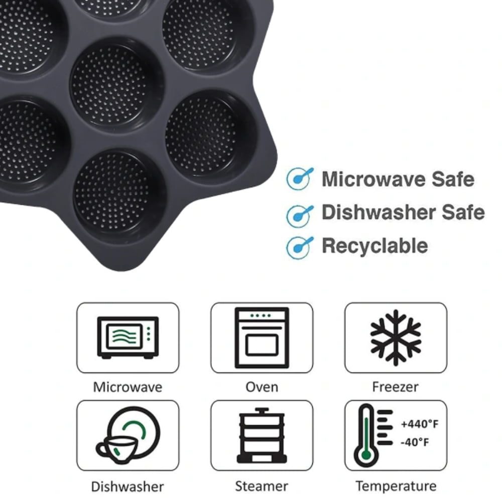 Tava chifle/paine/briose, Quasar & Co.®, 7 compartimente, perforata, silicon, 34 x 24 cm, gri 9 Tava chifle/paine/briose, Quasar & Co.®, 7 compartimente, perforata, silicon, 34 x 24 cm, gri 9