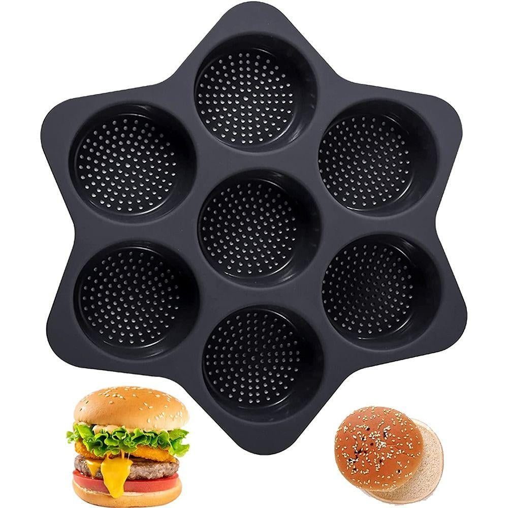 43041215-2 Tava chifle/paine/briose, Quasar & Co.®, 7 compartimente, perforata, silicon, 34 x 24 cm, gri