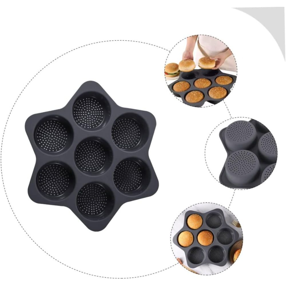 Tava chifle/paine/briose, Quasar & Co.®, 7 compartimente, perforata, silicon, 34 x 24 cm, gri 4 Tava chifle/paine/briose, Quasar & Co.®, 7 compartimente, perforata, silicon, 34 x 24 cm, gri 4