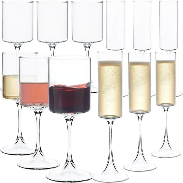 Set 12 pahare vin si sampanie, Quasar & Co.®, model evazat, 6×350 ml/6×170 ml, sticla, transparent Pahare sticla 2024-05-02 2