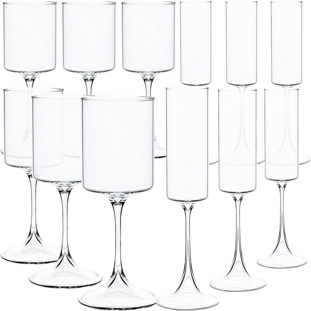 Set 12 pahare vin si sampanie, Quasar & Co.®, model evazat, 6×350 ml/6×170 ml, sticla, transparent 2