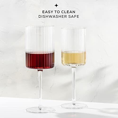 Set 12 pahare vin si sampanie, Quasar & Co.®, model striat, 6x350ml/6x180ml, sticla, transparent 5
