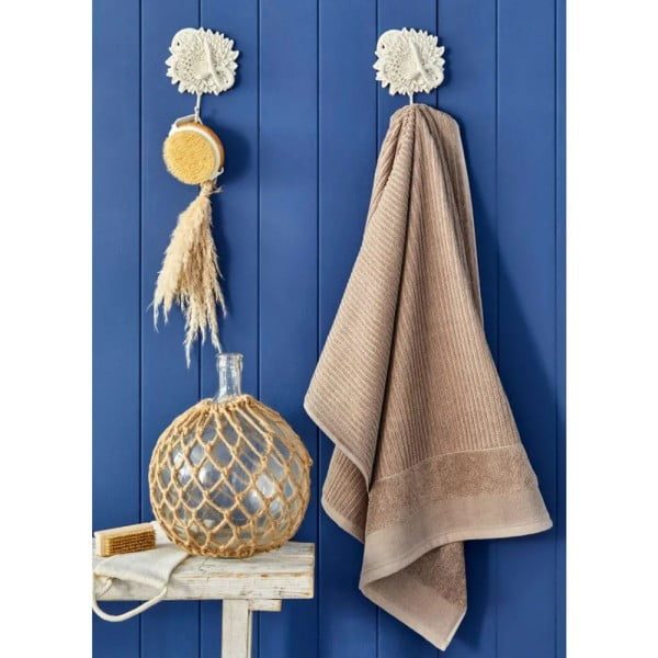 Prosop de baie, Nautica Stripe, 100% bumbac, 570 g/mp, 50 x 100 cm, maro deschis - imagine 2