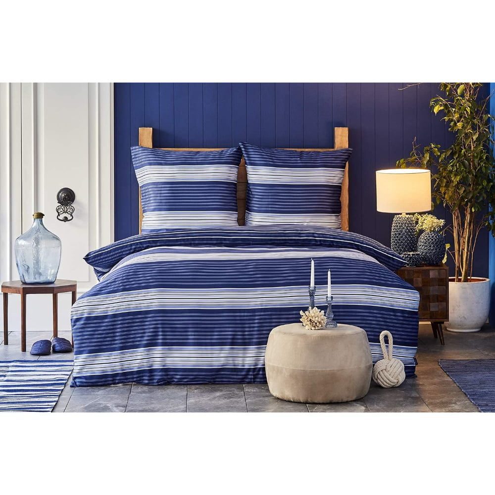 Set lenjerie de pat Nautica Moby, pat dublu, 4 piese, 100% bumbac, 240 x 260 cm, 200 x 220 cm, 2 x 50 x 70 cm 4
