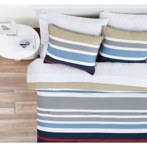 Set lenjerie de pat Nautica Bradford, pat dublu, 4 piese, 100% bumbac, 240 x 260 cm, 200 x 220 cm, 2 x 50 x 70 cm - imagine 6