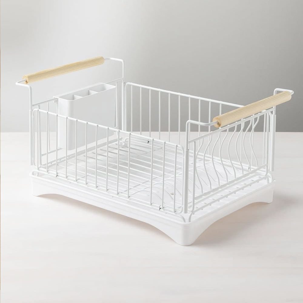 Scurgator de vase, Quasar & Co.®, cu suport tacamuri, manere lemn, tava scurgere, metal, 42,1 x 30 x 19,5 cm, alb 3 Scurgator de vase, Quasar & Co.®, cu suport tacamuri, manere lemn, tava scurgere, metal, 42,1 x 30 x 19,5 cm, alb 3