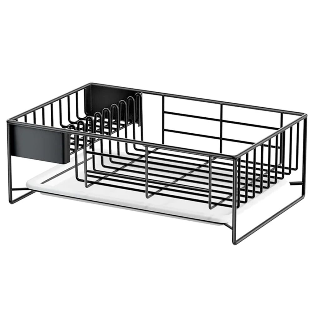 Scurgator de vase, Quasar & Co.®, cu suport tacamuri, tava scurgere, otel inoxidabil, 40.5 x 26.2 x 13 cm, negru 2