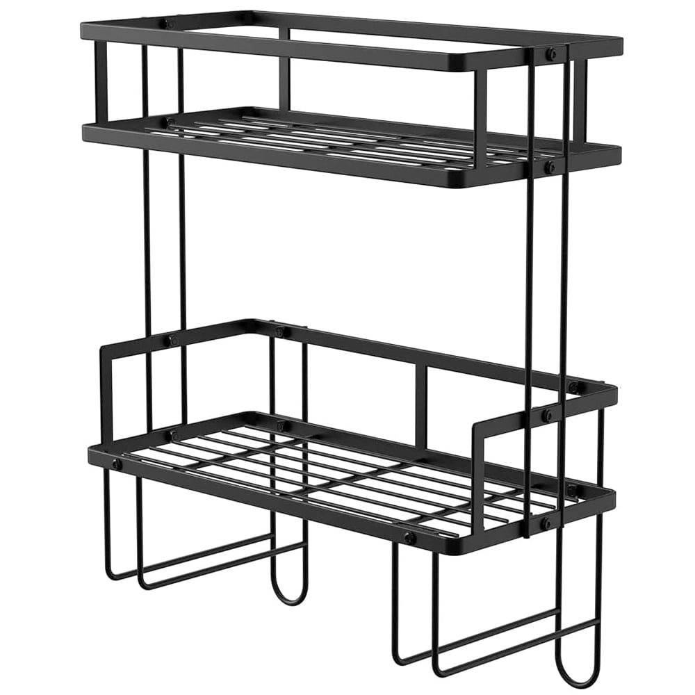 Raft depozitare peste bazinul de toaleta, Quasar & Co.®, 2 etajere, prindere prin lipire, metal, 31.8 x 15.6 x 35.5 cm, negru 2