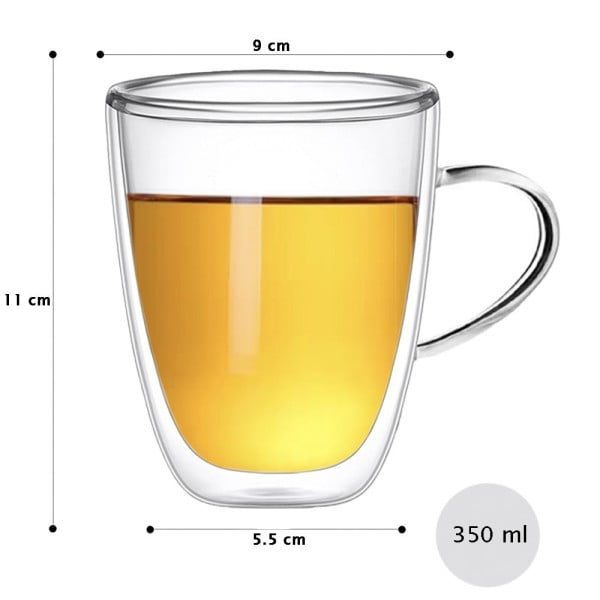 Set ceainic cu 2 cani, Quasar & Co.®, cu infuzor, capac si 2 cani cu pereti dubli, 850 ml/2x350 ml, transparent - imagine 5