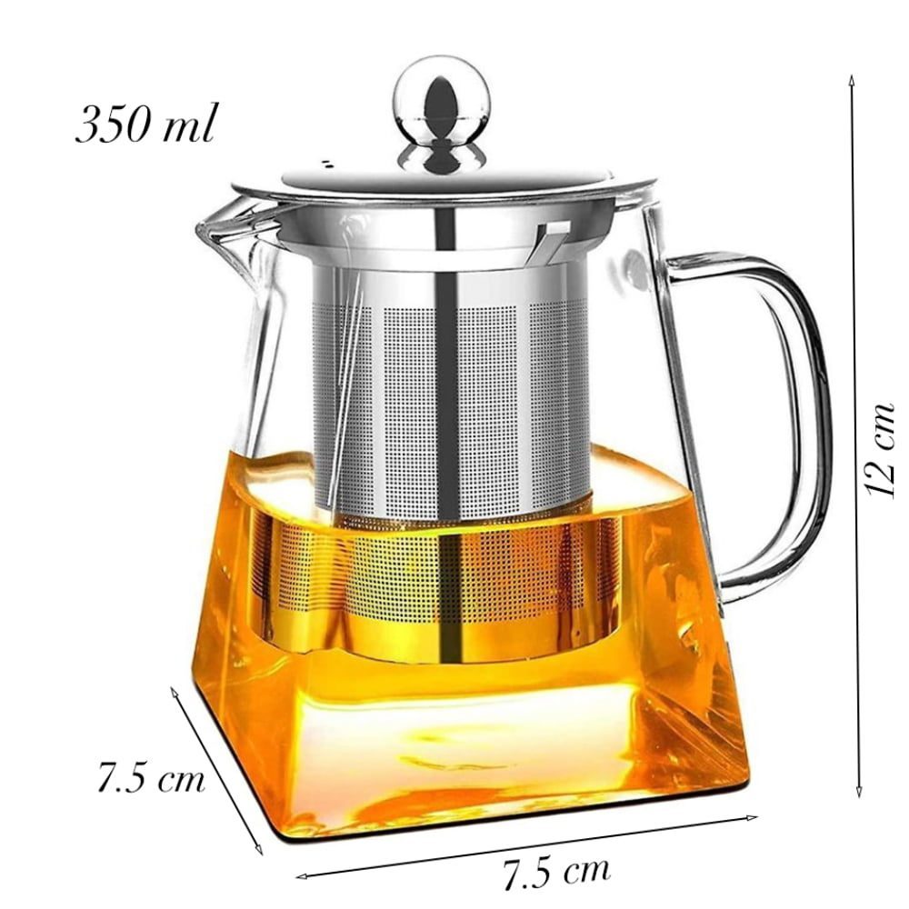 Set ceainic cu ceasca, Quasar & Co.®, cu infuzor, capac, cana pereti dubli, 1 farfurioara, 1 lingurita, 350 ml/250 ml, sticla, transparent 3