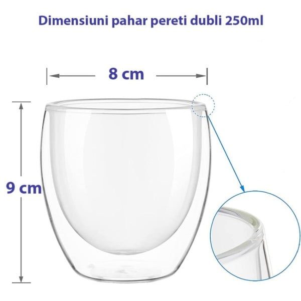 Set 6 pahare cu pereti dubli, Quasar & Co.®, termorezistente, 250 ml, sticla, transparent - imagine 6