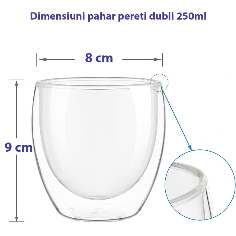 Set 6 pahare cu pereti dubli, Quasar & Co.®, termorezistente, 250 ml, sticla, transparent 6 Set 6 pahare cu pereti dubli, Quasar & Co.®, termorezistente, 250 ml, sticla, transparent 6