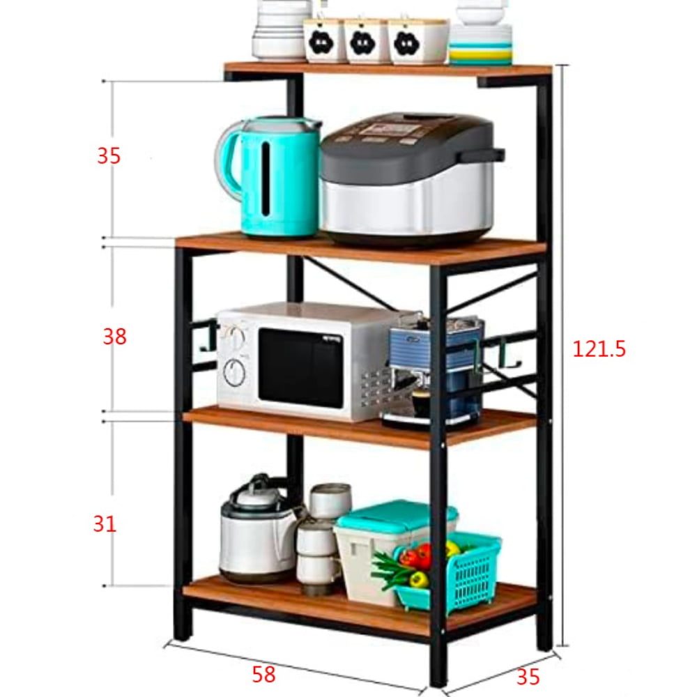 Raft universal, Quasar & Co.®, 4 niveluri, 58 x 35 x 121,5 cm, lemn/metal, negru 8