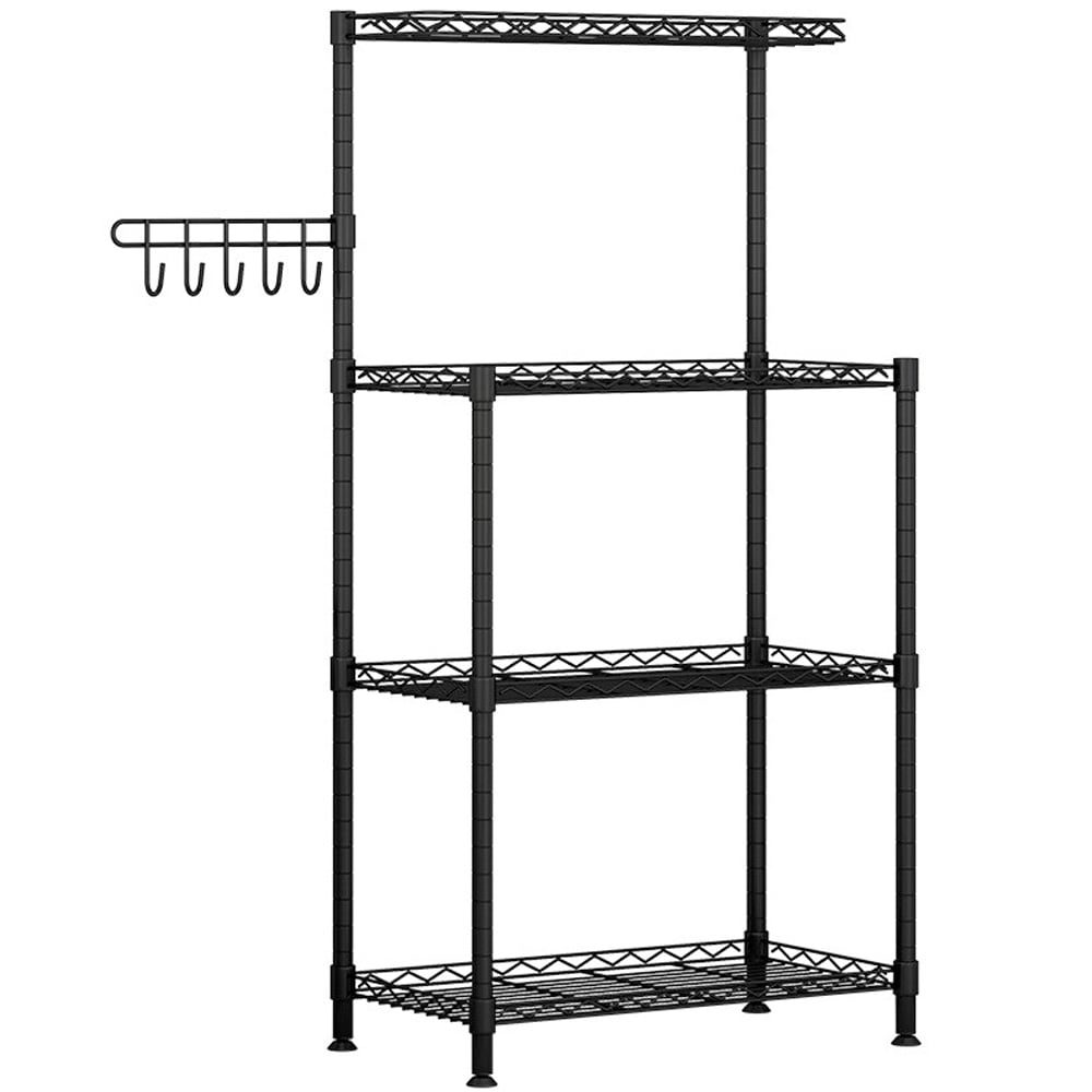Raft, Quasar & Co.®, suport bucatarie, rafturi cu 5 carlige, etajera cu 3 spatii depozitare, pretabil cuptor cu microunde, 58 x 35 x 122 cm, metal, negru 2 Raft, Quasar & Co.®, suport bucatarie, rafturi cu 5 carlige, etajera cu 3 spatii depozitare, pretabil cuptor cu microunde, 58 x 35 x 122 cm, metal, negru 2