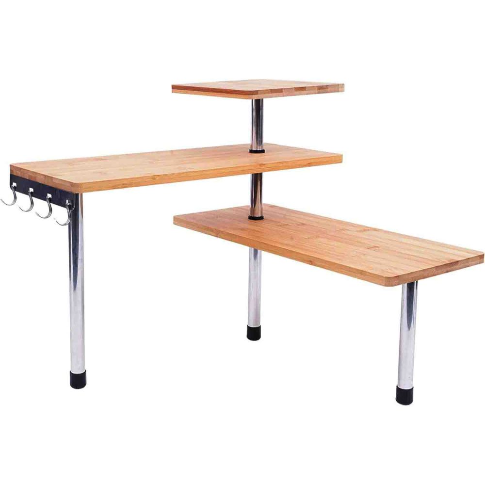 Raft universal pentru colt, Quasar & Co.®, etajera cu 3 polite, lemn/metal, 43x43x38 cm, natur