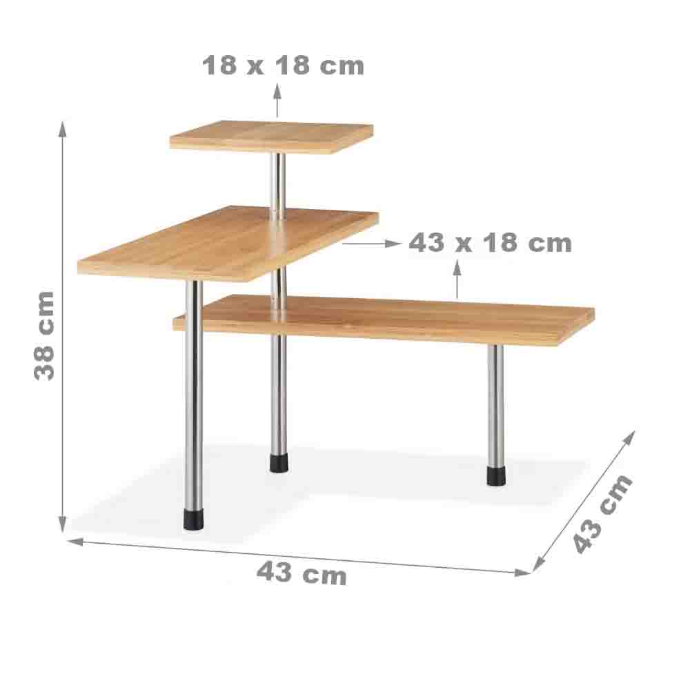 Raft universal pentru colt, Quasar & Co.®, etajera cu 3 polite, lemn/metal, 43x43x38 cm, natur 11